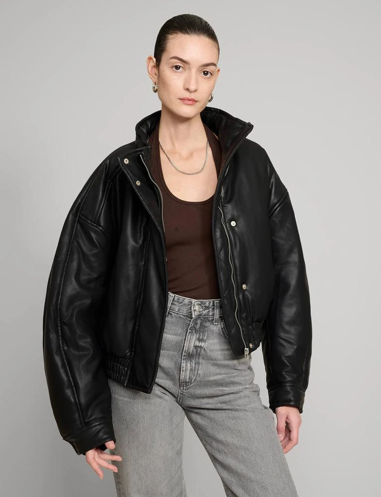 Pixie Market Crop Leather Bomber Jacket 6