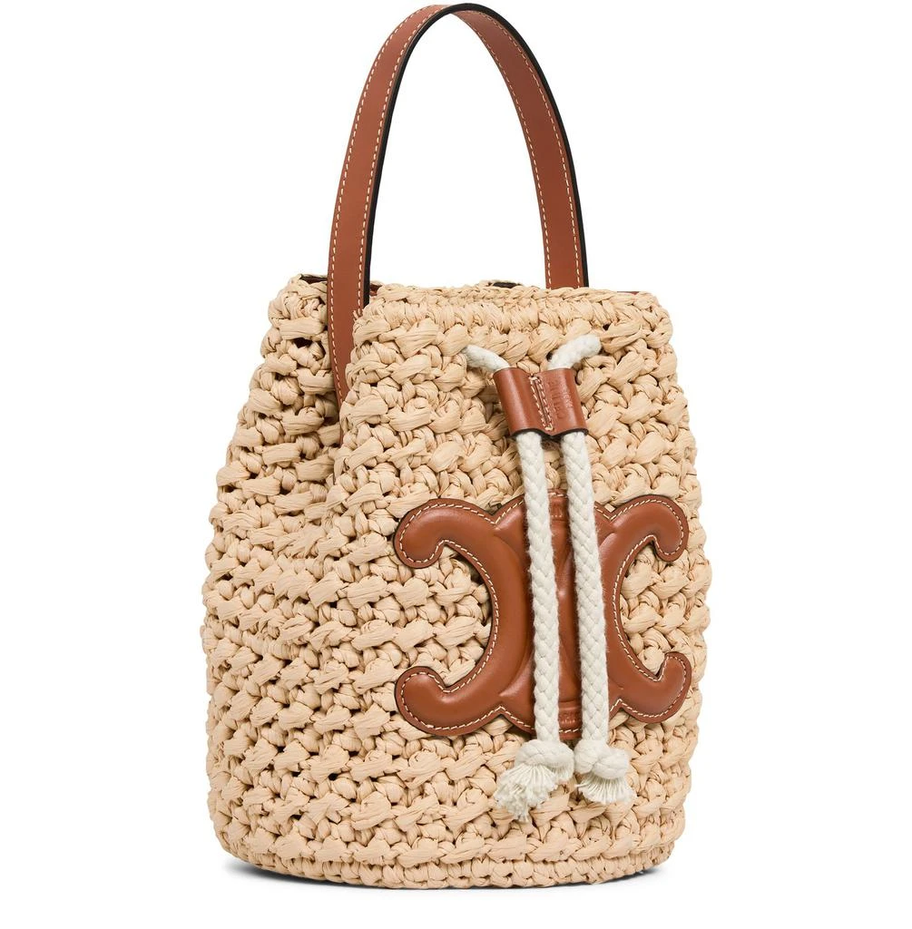 CELINE Teen Drawstring in raffia and calfskin 2