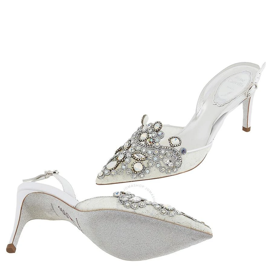 Rene Caovilla White Veneziana Lace Pointed-Toe Slingback Pumps 2