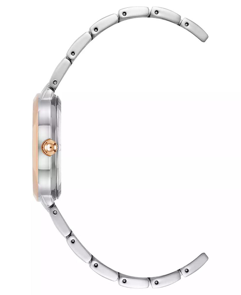 Anne Klein Women's Quartz Minimalist Oval Silver-Tone and Rose Gold-Tone Alloy Metal Bracelet Watch