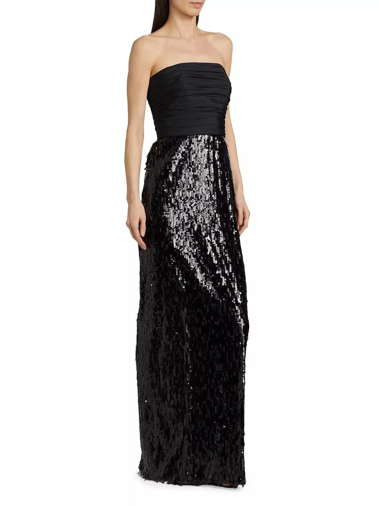 Pamella Roland Strapless Ruched Sequin Gown 4