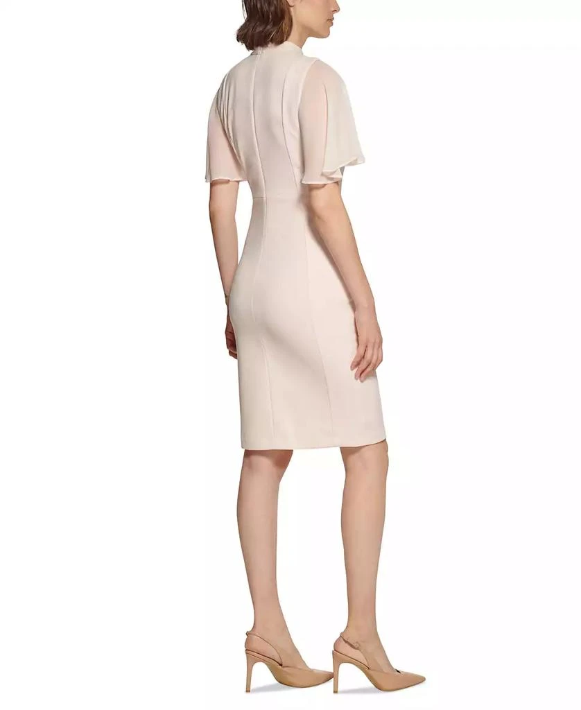 Calvin Klein Tie-Neck Chiffon-Flutter-Sleeve Sheath Dress 4