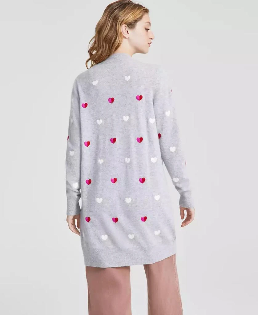 Charter Club Women's Cashmere Heart-Embroidered Long Open Cardigan, Created for Macy's 2