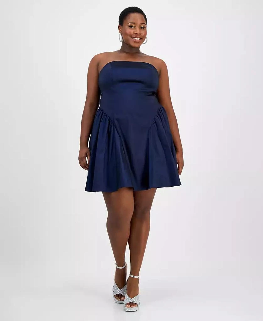 Emerald Sundae Trendy Plus Size Strapless Taffeta Dress 1