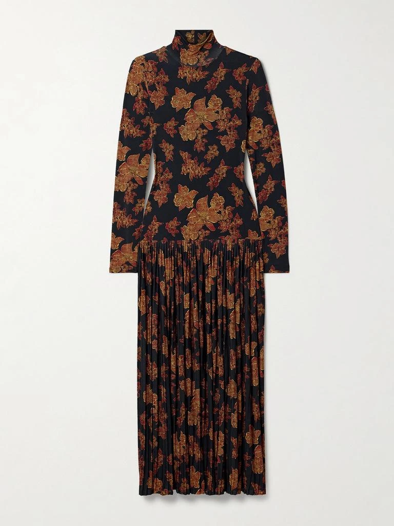 Ulla Johnson Amaya 褶裥花卉印花平纹布高领超长连衣裙 1