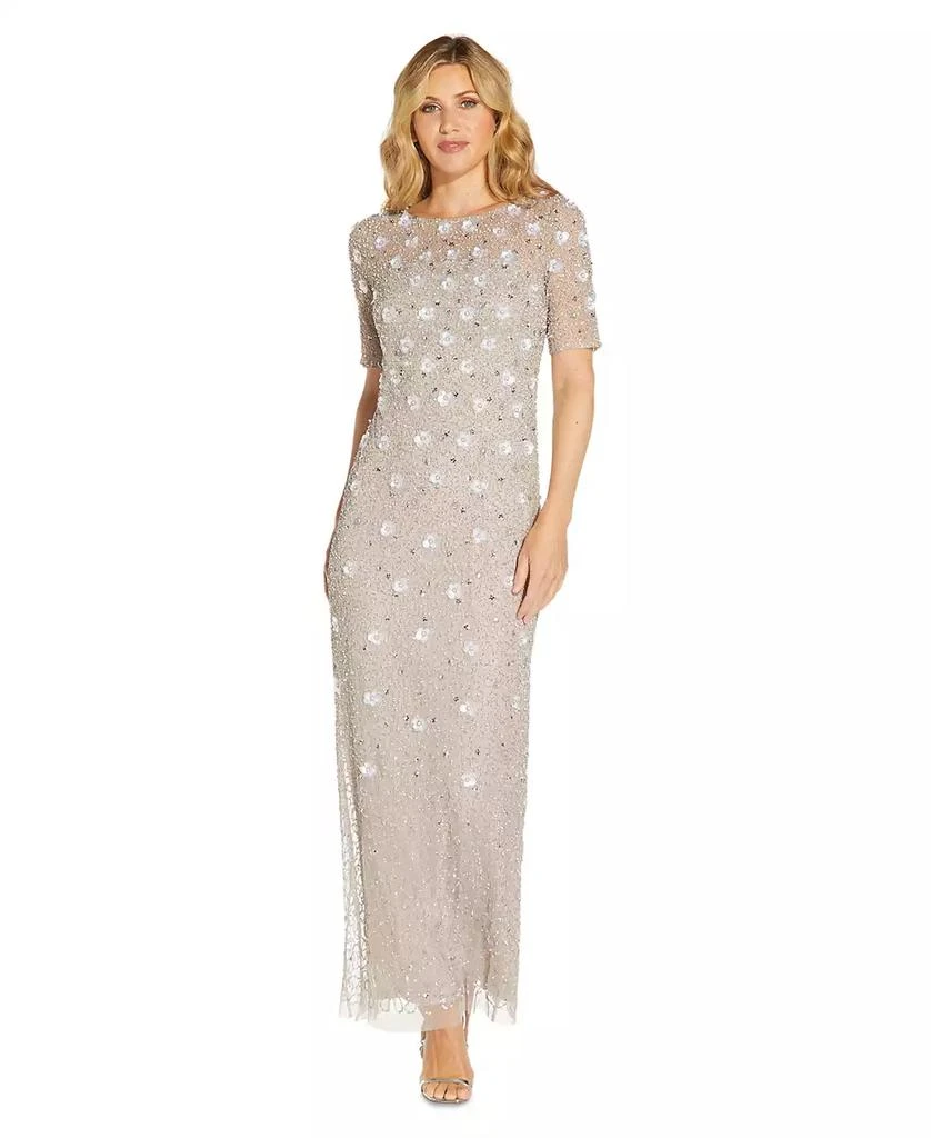 Adrianna Papell Embellished Floral Sheath Dress 1