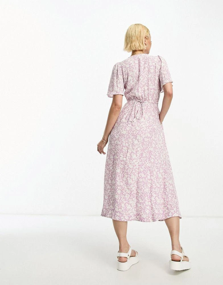 & Other Stories & Other Stories flutter sleeve midi dress in multi floral 4