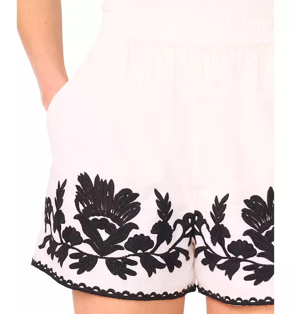 CeCe Women's High-Rise Embroidered Cotton Shorts 2