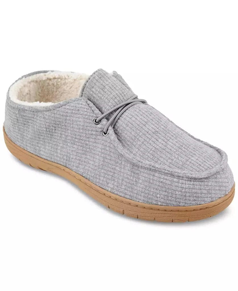 Haggar Men's Ribbed Fabric Chukka Boot Indoor/Outdoor House Slipper with Cozy Fleece Lining 1