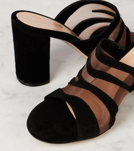 Gianvito Rossi Suede and mesh mules 5