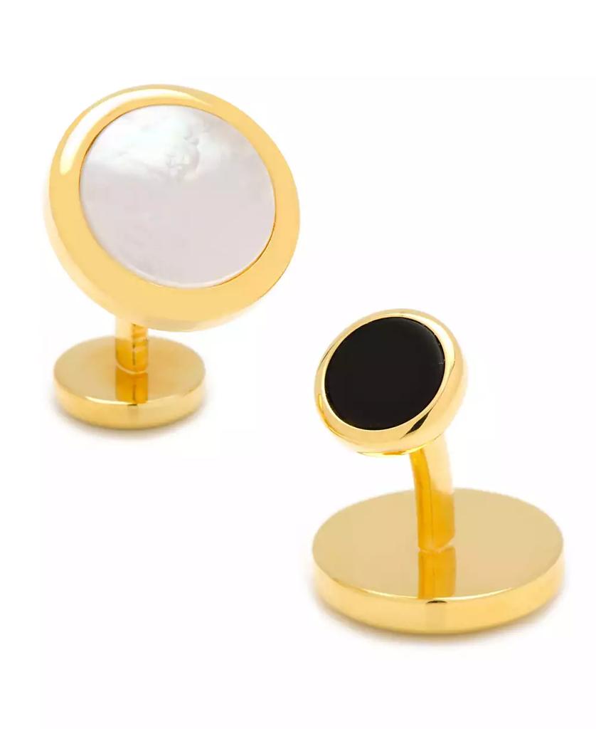Cufflinks Inc. Double Sided Gold Mother of Pearl Round Beveled Cufflinks