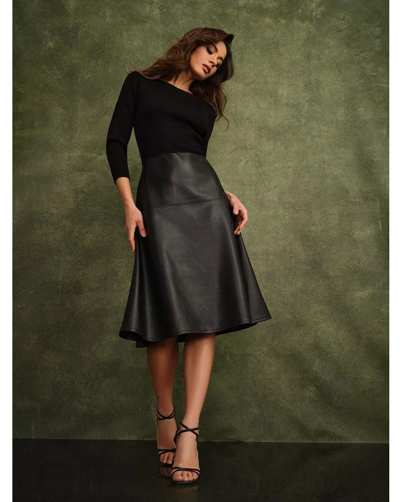 Tahari Mixed Media Long Sleeve Midi Dress 2