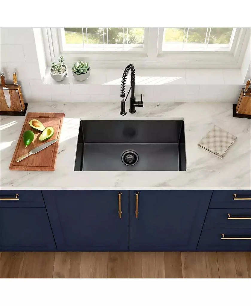 Flynama 30x18x10inch Gunmetal Black Undermount Kitchen Sink Single Bowl Stainless Steel 16 Gauge