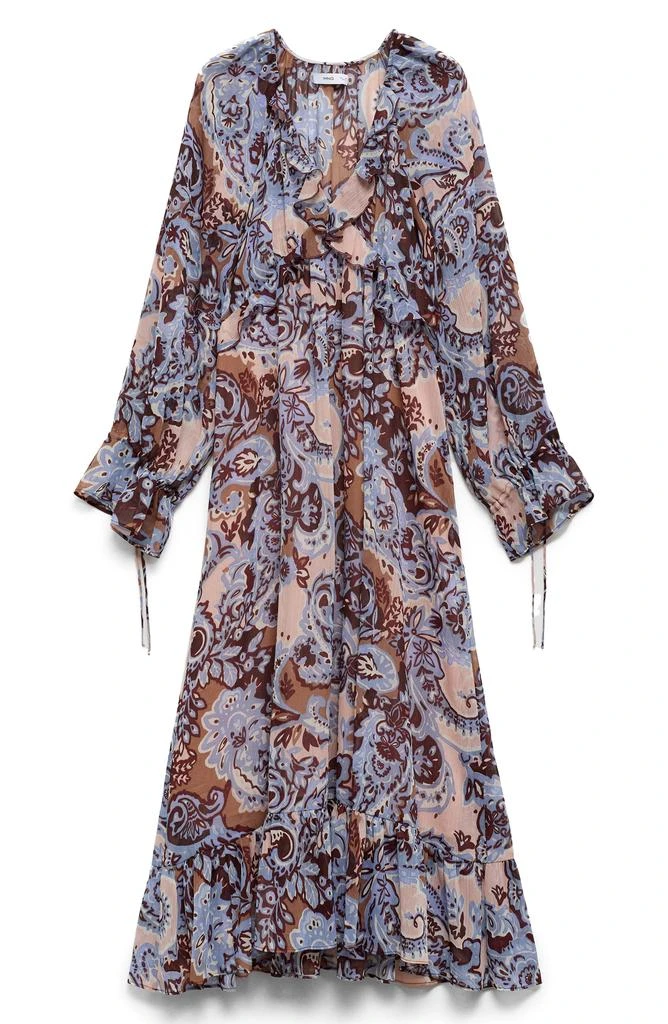 Mango Paisley Ruffle Long Sleeve Maxi Dress 4