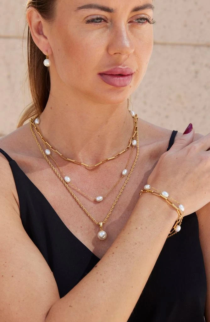 Savvy Cie Jewels Shell Imitation Pearl & Mother-of-Pearl Multilayer Chain Necklace 3