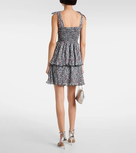 Ganni Floral tiered georgette minidress 3