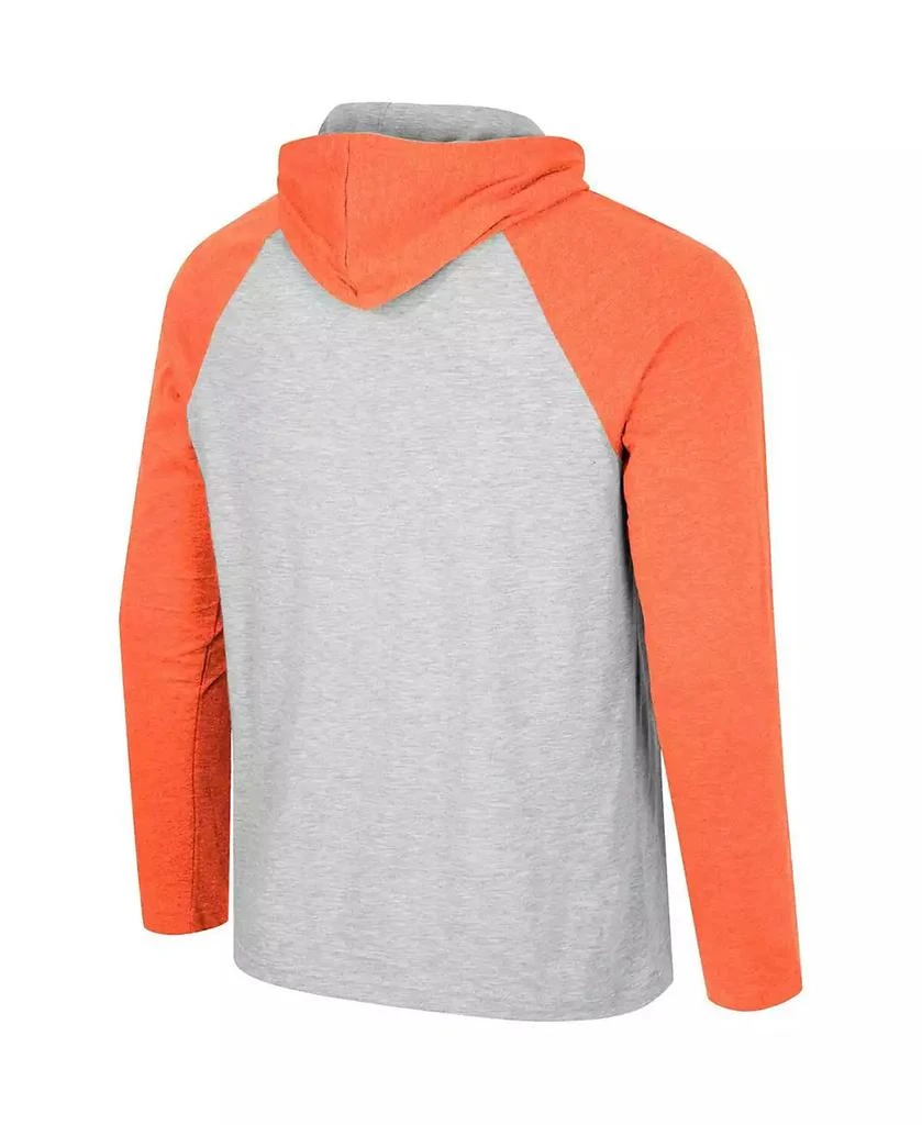 Colosseum Men's Heather Grey Clemson Tigers Hasta La Vista Raglan Hoodie Long Sleeve T-Shirt 3