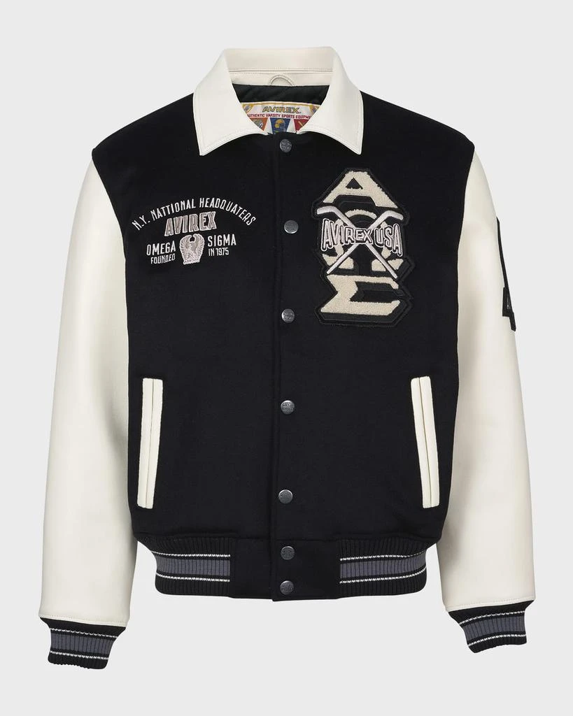 AVIREX Men's Omega Wool Leather Varsity Jacket 2