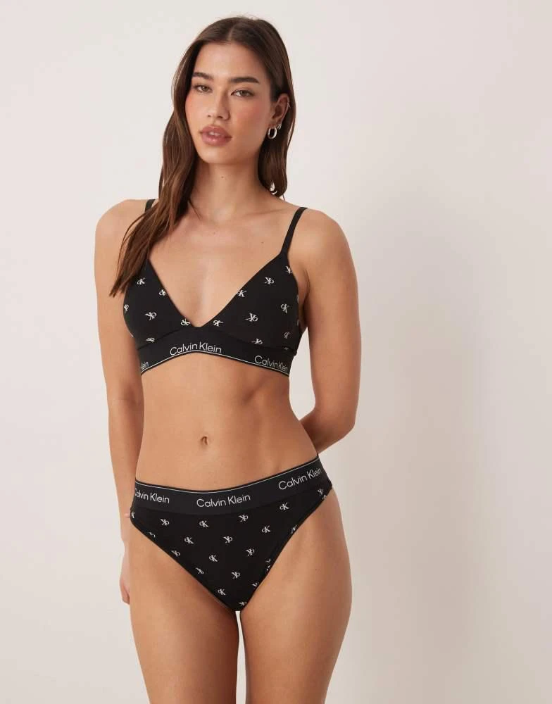 Calvin Klein Calvin Klein Icon Cotton Modal high leg tanga in black pattern