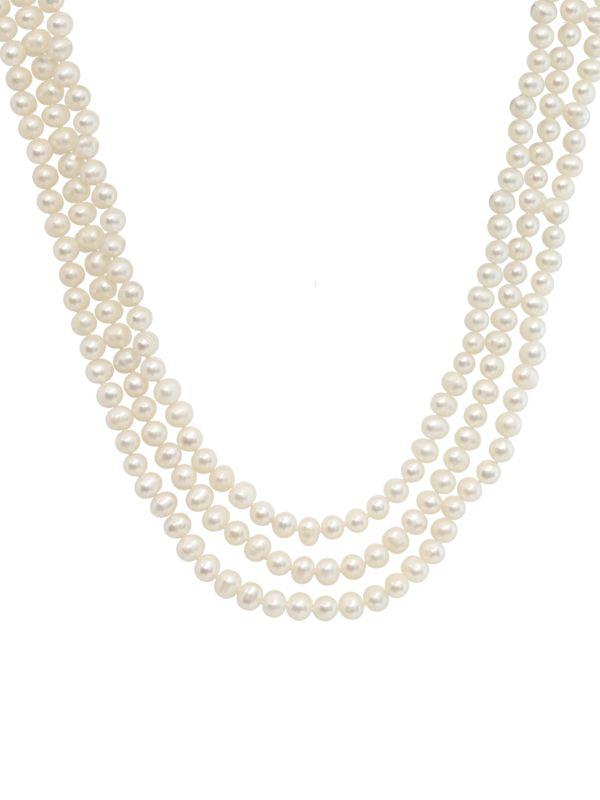 Saks Fifth Avenue Sterling Silver & White Freshwater Potato Pearl Layered Necklace