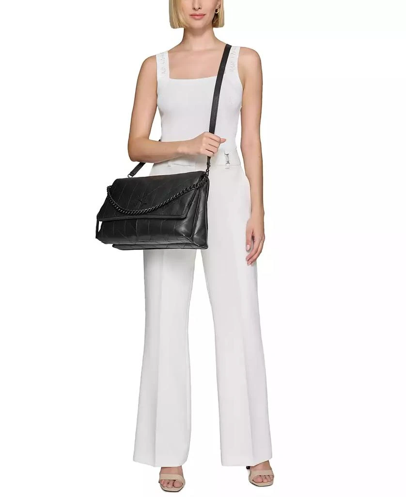 Karl Lagerfeld Paris Lavande Large Leather Shoulder Bag 9