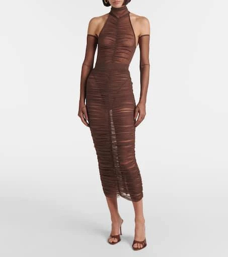 Alex Perry Ruched mesh midi skirt 2