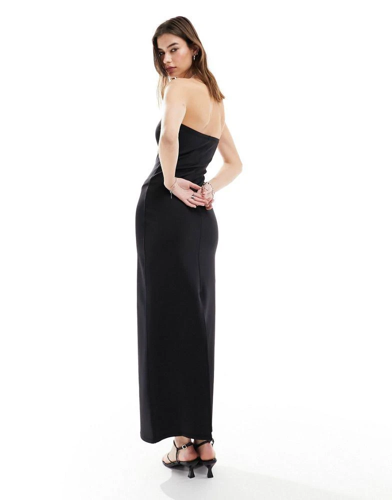 Weekday Weekday Tania scuba bandeau tube maxi dress in black 2