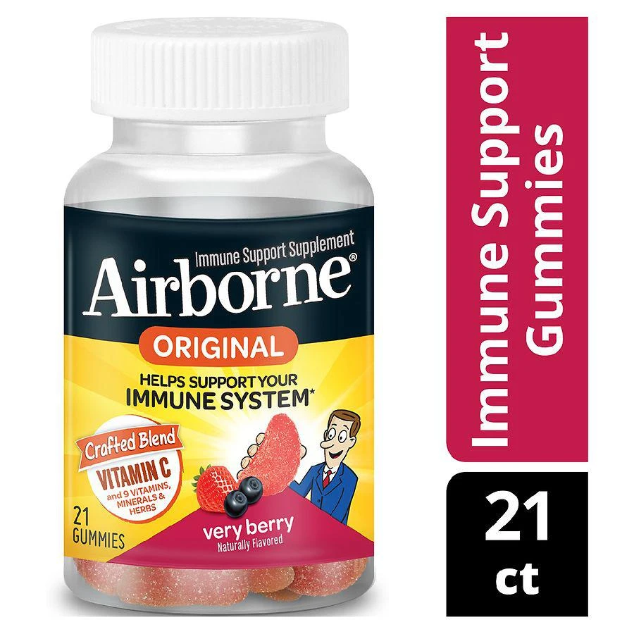 Airborne Immune Support Gummies with Vitamin C, E, Zinc, Echinacea and Ginger Very Berry 6