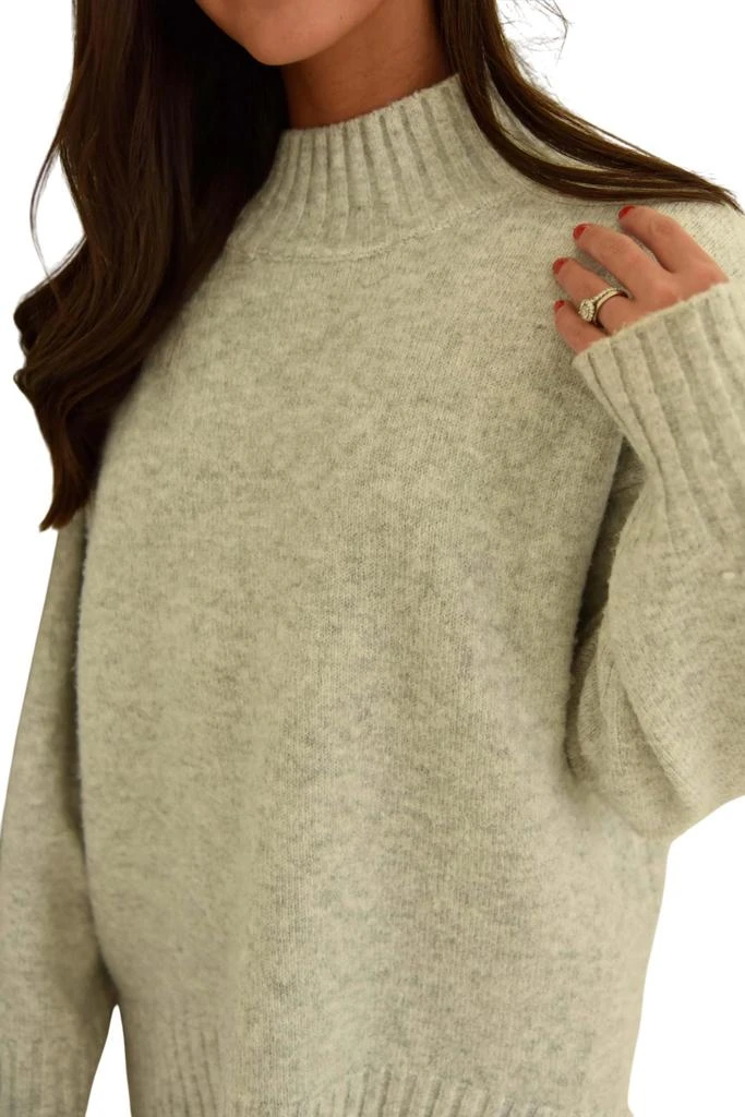 MIRACLE Mock Neck Sweater In Heather Grey 3