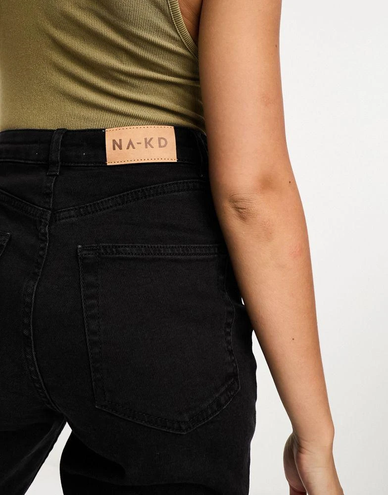 NA-KD NA-KD high waist straight leg jeans in black 5