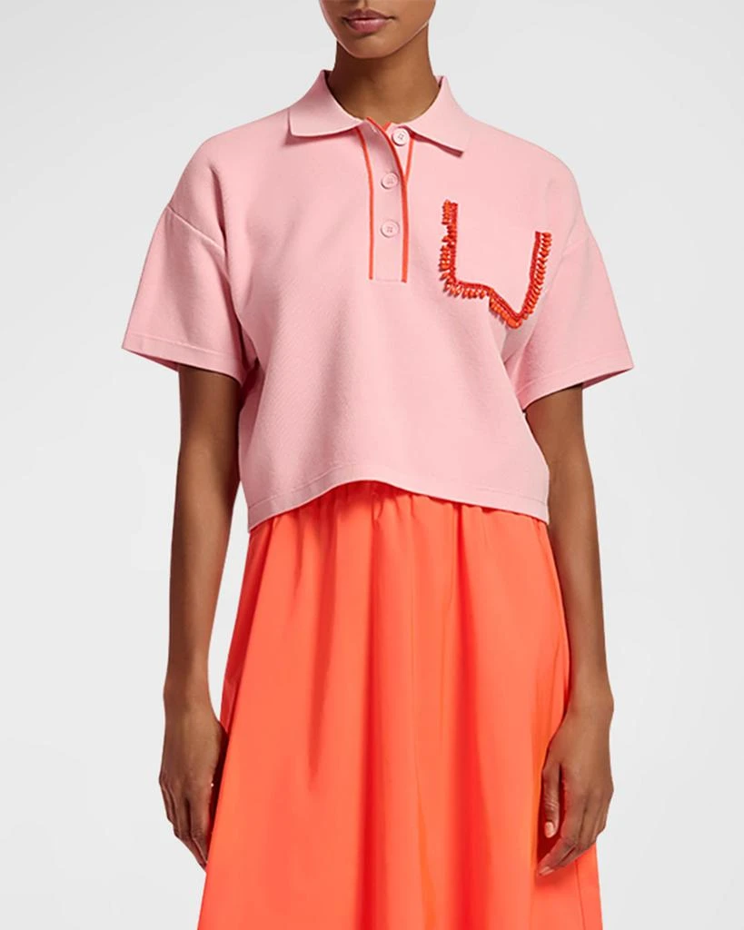 Essentiel Flame Polo Shirt with Beaded Embroidery 1