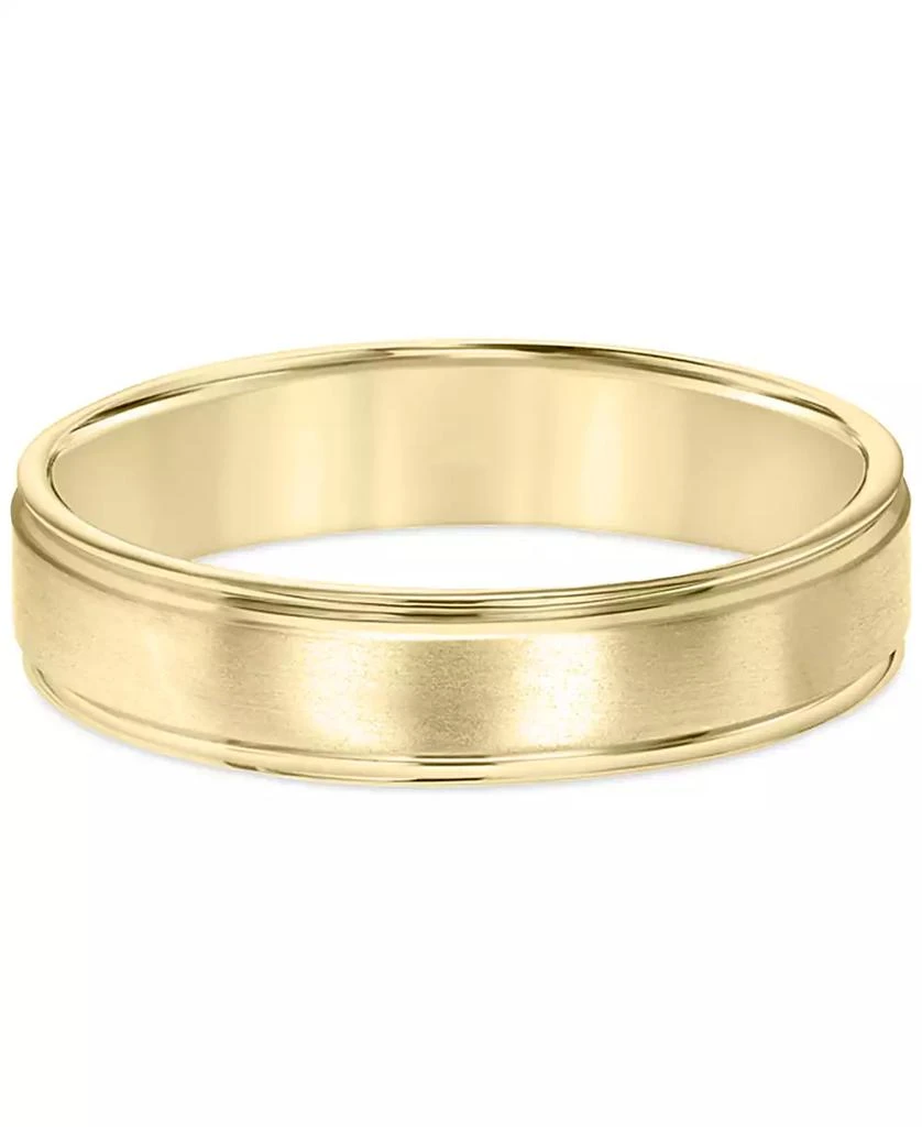 Macy's Men's Satin Finish Beveled Edge Band in 18k Gold-Plated Sterling Silver (Also in Sterling Silver) 3