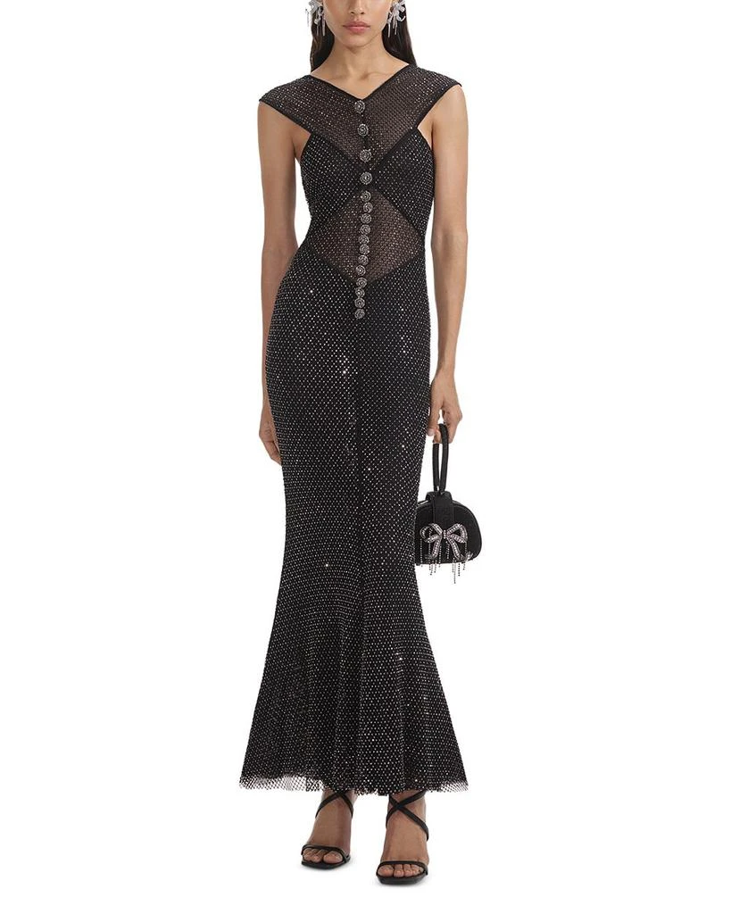 Self Portrait Embellished Fishnet Gown 1