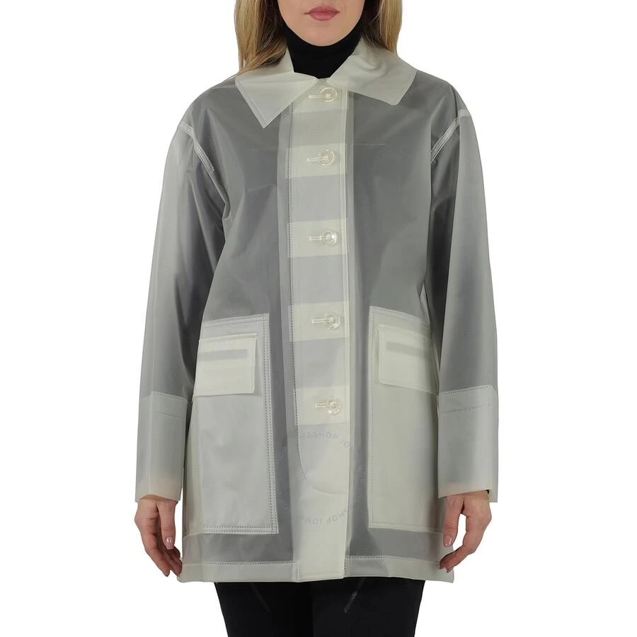 Burberry Ladies White Soft-touch Plastic Oversized Car Coat 1