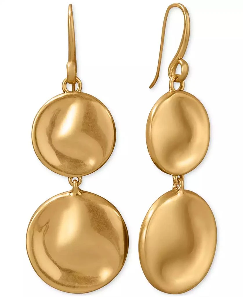 Donna Karan Donna Karan 24k Gold-Plated Double Drop Wave Coin Earrings
