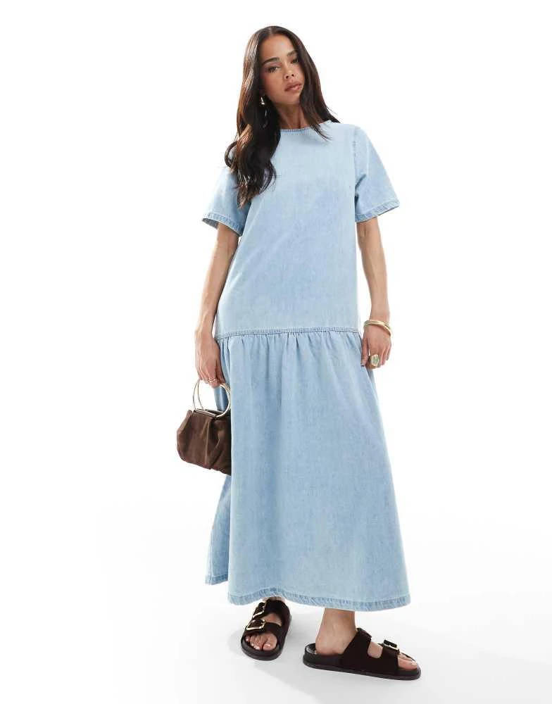 sachin and babi light blue dress Oh Polly Navi Dress Modal Lace Trim Midaxi Dress in Soft Pink main image 1