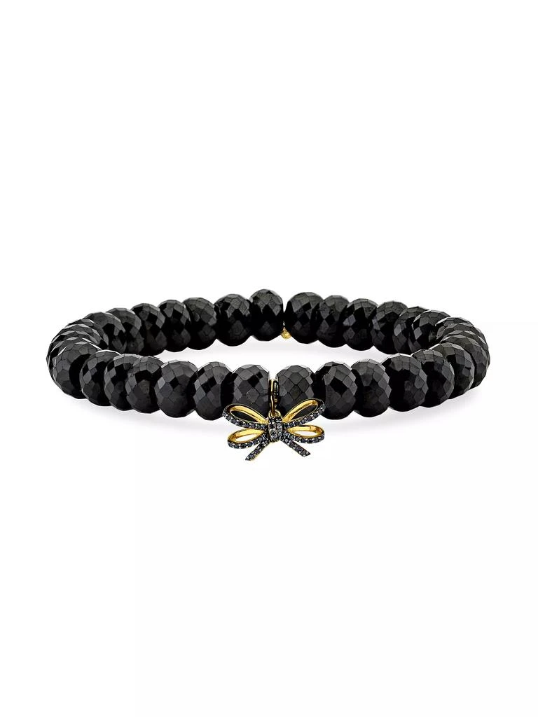 Sydney Evan 14K Yellow Gold, Black Spinel 
0.176 TCW Diamond Beaded Stretch Bracelet