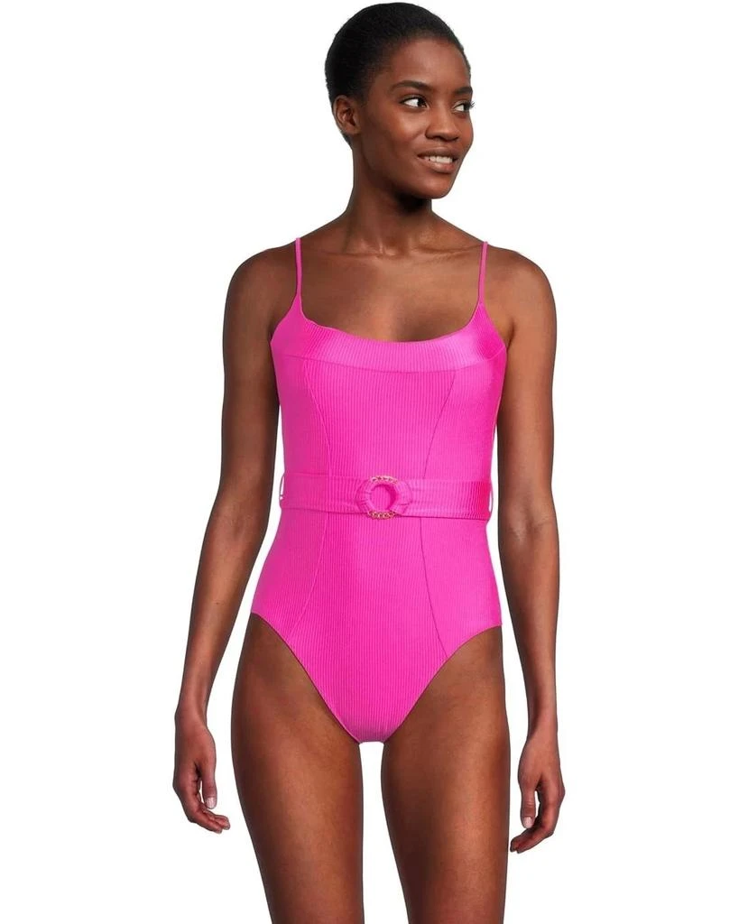 Becca Monte Carlo Makenna Rib Swimsuits Women's Azalea One-Piece RED279 from Premium Outlets