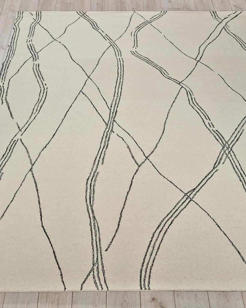 Exquisite Rugs Tangiers Hand-Tufted Ivory/Black Rug, 6' x 9'