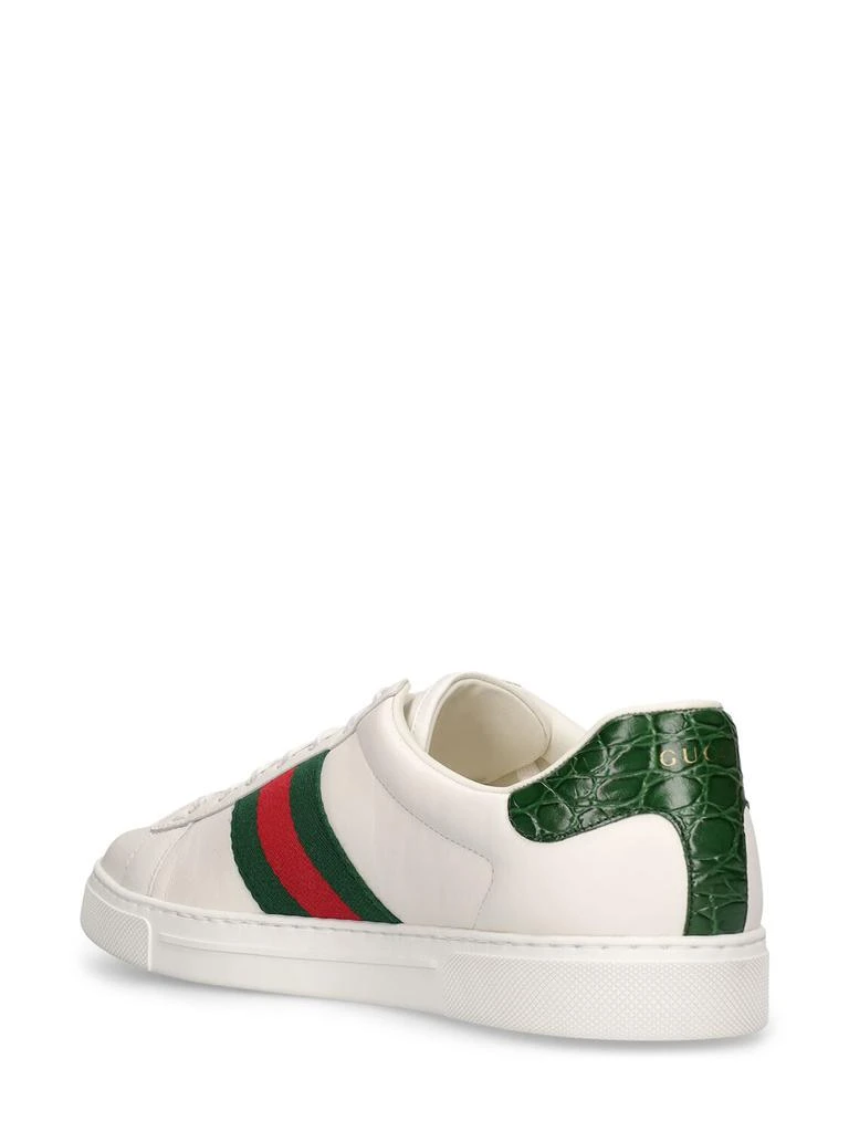 GUCCI 30mm Ace Web Detail Leather Sneakers 3