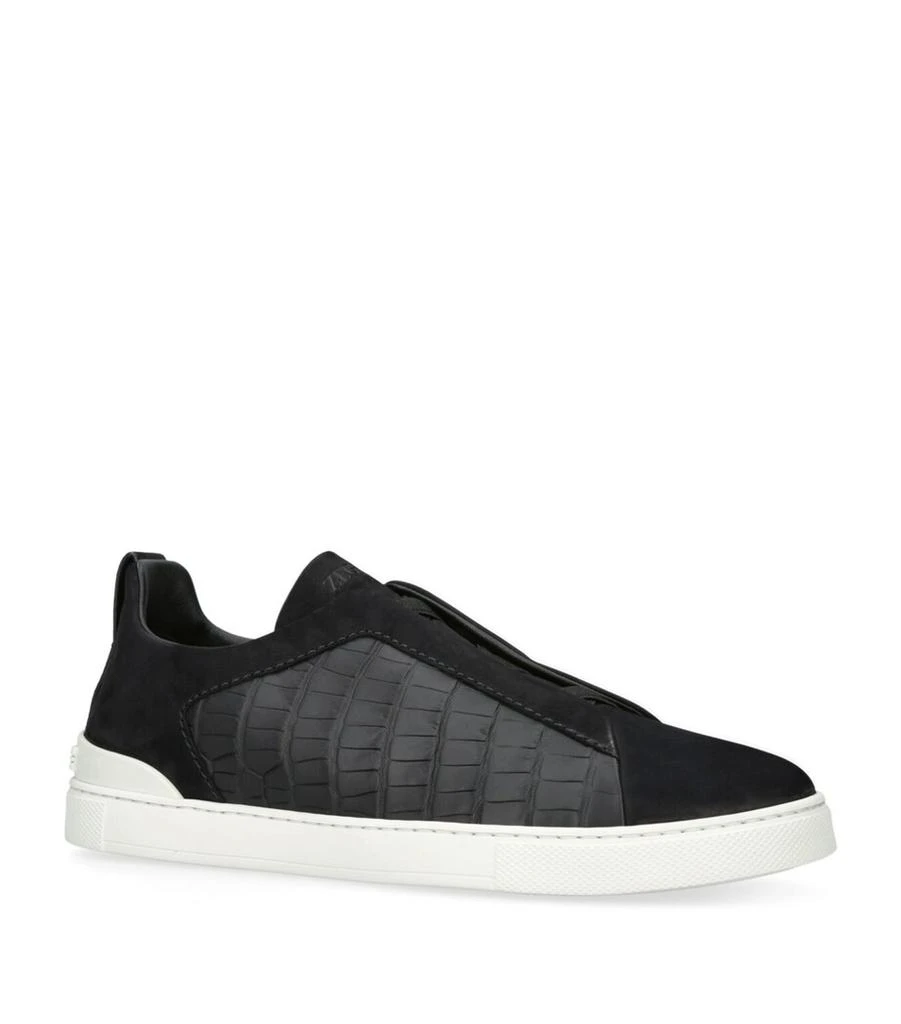 Zegna Crocodile Leather Triple Stitch Sneakers 3