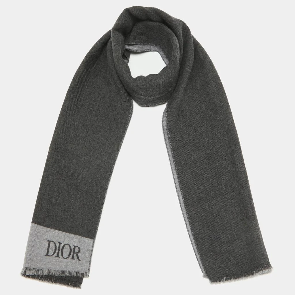 Dior Dior Homme Grey Logo Intarsia Wool Scarf 3