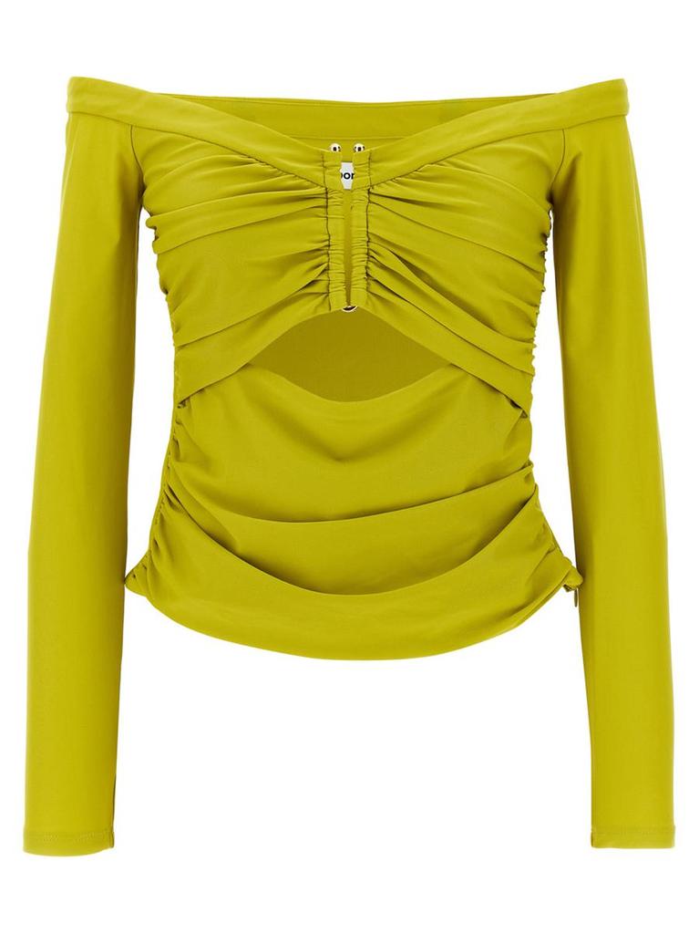 Self Portrait Self-Portrait 'Chartreuse Jersey Off Shoulder' Top
