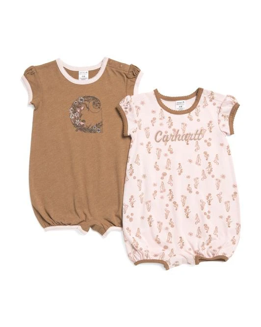 Carhartt Infant Girls 2pk Floral Rompers Set