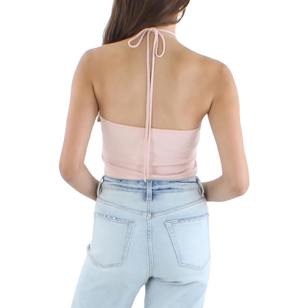 Double Zero Womens Keyhole Cropped Halter Top