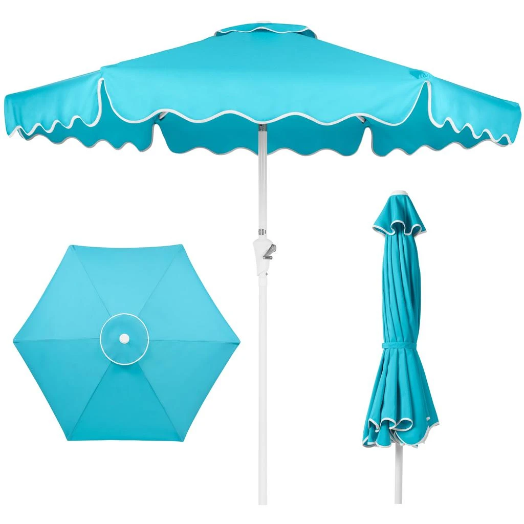 Best Choice Products 7.5ft Patio Market Umbrella with Wavy Trim, Fade-Resistant, Crank 
Tilt, Wind Vent - Sky Blue