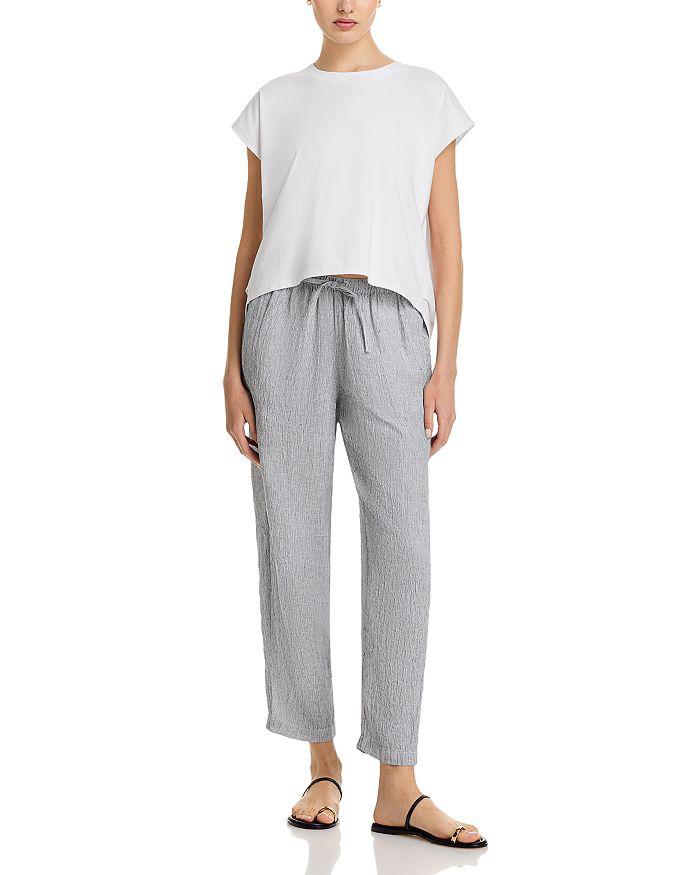 Eileen Fisher Puckered Linen Tapered Ankle Pants
