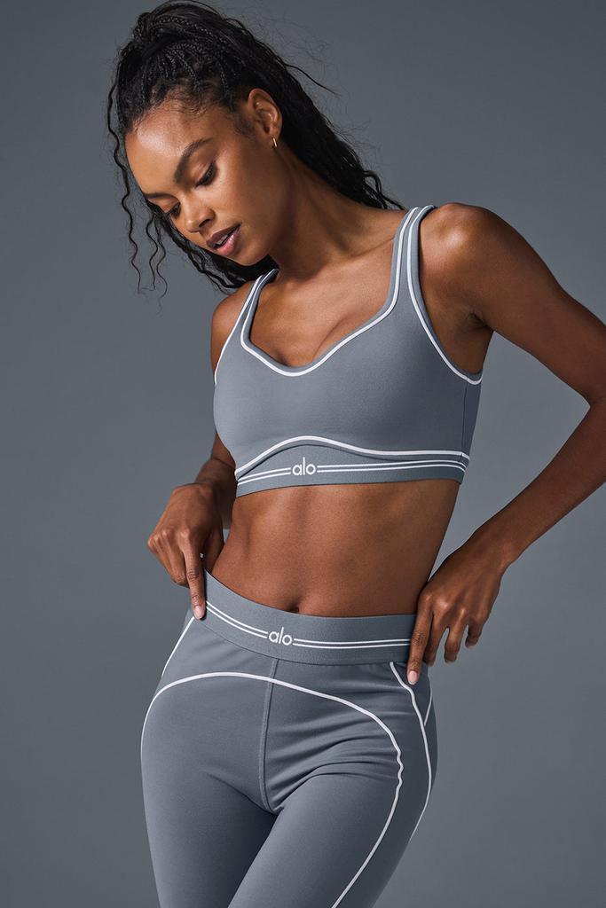 Alo Airbrush Heart Throb Bra - Steel Grey/White - Lingerie