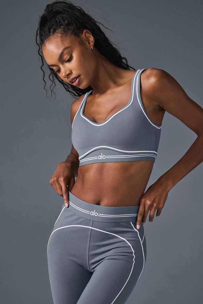 Alo Airbrush Heart Throb Bra - Steel Grey/White 1