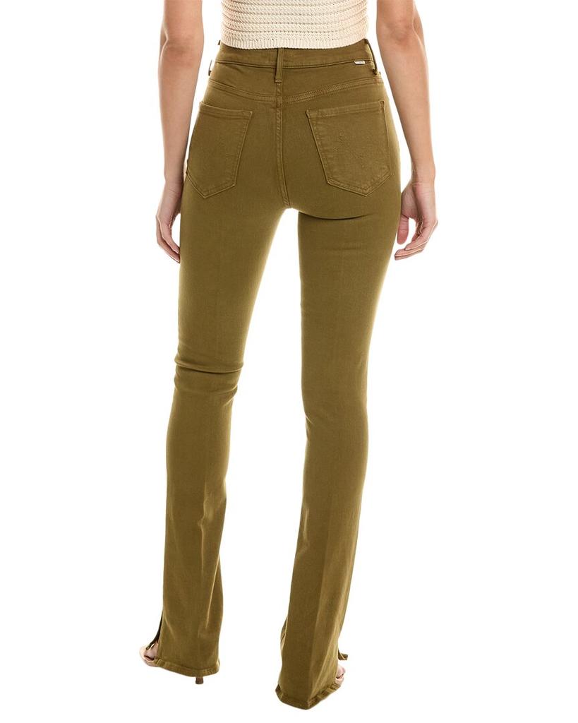 Mother MOTHER Denim The High-Waist Runaway Slice Heel Fir Green Skinny Flare Jean